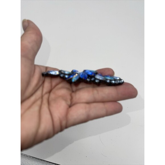 Vintage Large Three Tone Blue Crystal Brooch - Picture 4 of 8